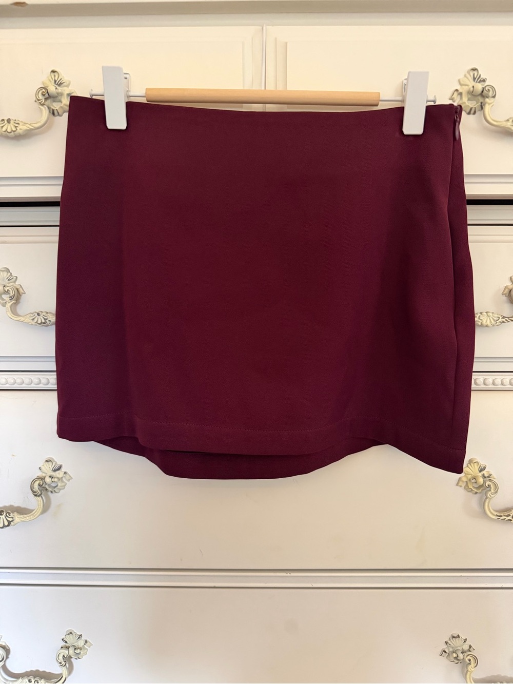 PrettyLittleThing Burgundy Mini Skirt Petite
